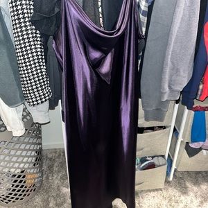 Dark purple midi dress, satin